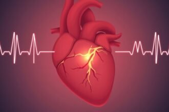 An illustration of the human heart with a highlighted nerve, surrounded by simple animations of electrical impulses and blood flow.