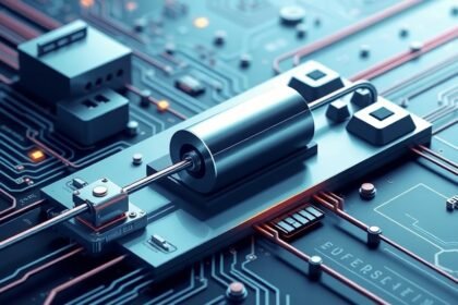 An illustration of a Josephson junction with a single superconductor, surrounded by quantum computing elements and circuitry, with a subtle background that suggests innovation and technological advancement.