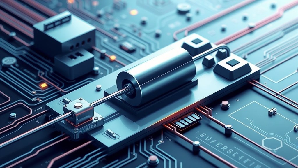 An illustration of a Josephson junction with a single superconductor, surrounded by quantum computing elements and circuitry, with a subtle background that suggests innovation and technological advancement.