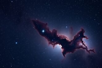 A high-resolution image of the Carina Nebula with vibrant white-blue stars, showcasing the stunning beauty of the cosmos.