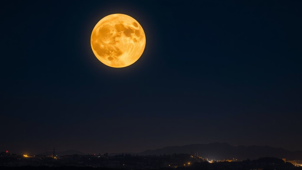 A high-quality image of the full supermoon rising over a cityscape with Jupiter visible in the night sky