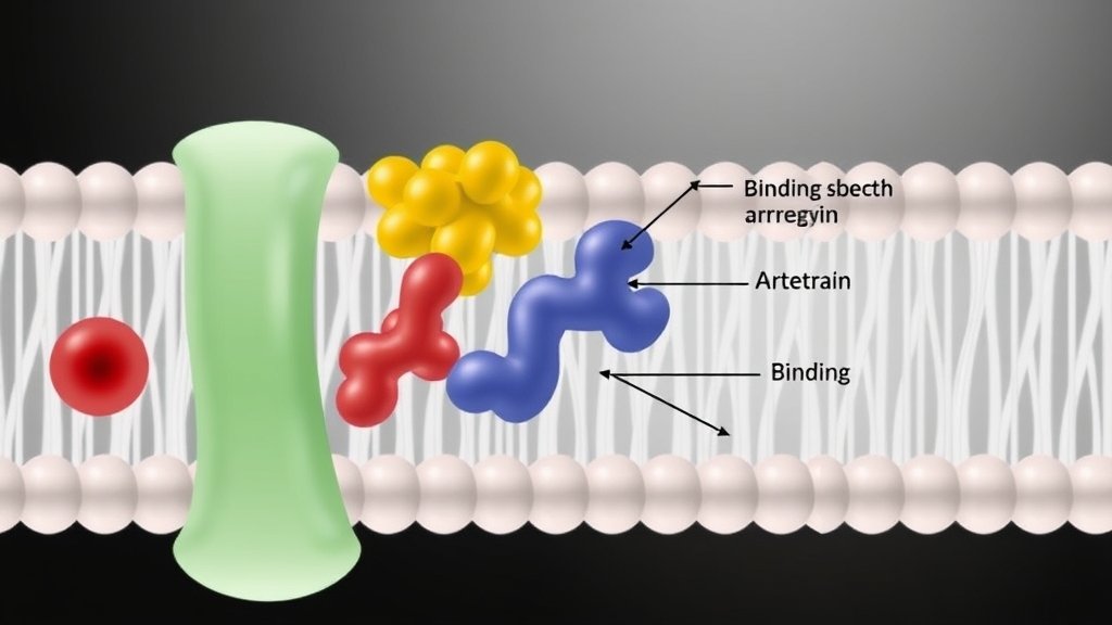 An illustration of a cell membrane with arrestin proteins bound to it, highlighting the distinct binding properties of the two non-visual arrestins.