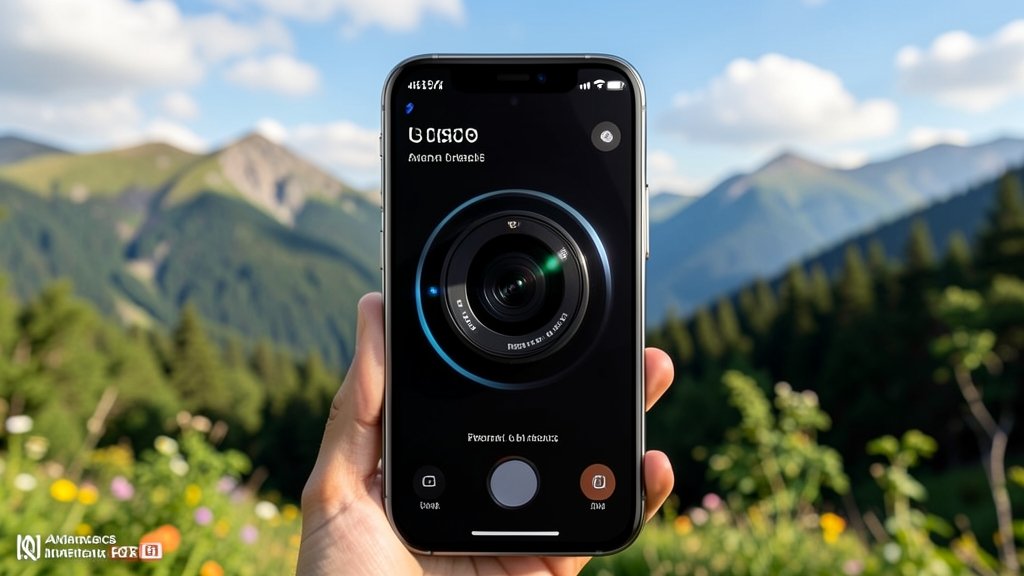A high-quality image of a smartphone camera with a scenic natural background, highlighting the advancements in imaging standards.