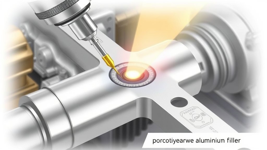 A detailed illustration of a multicomponent aluminum brazing filler being applied to a 7072 alloy joint, with a background of aerospace or automotive components.