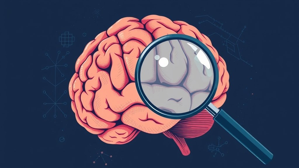 An illustration of a brain with a magnifying glass, highlighting the importance of observation in brain research