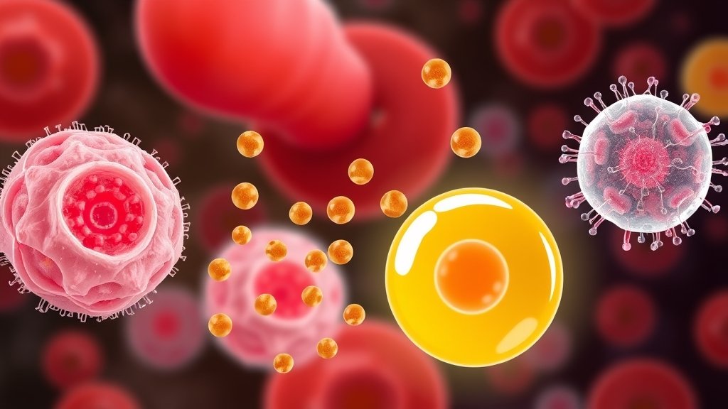An illustration of exosomes being released from chicken biliary cells, with a background of hepatocytes and a lipopolysaccharide molecule, all in a scientifically accurate and visually appealing way.