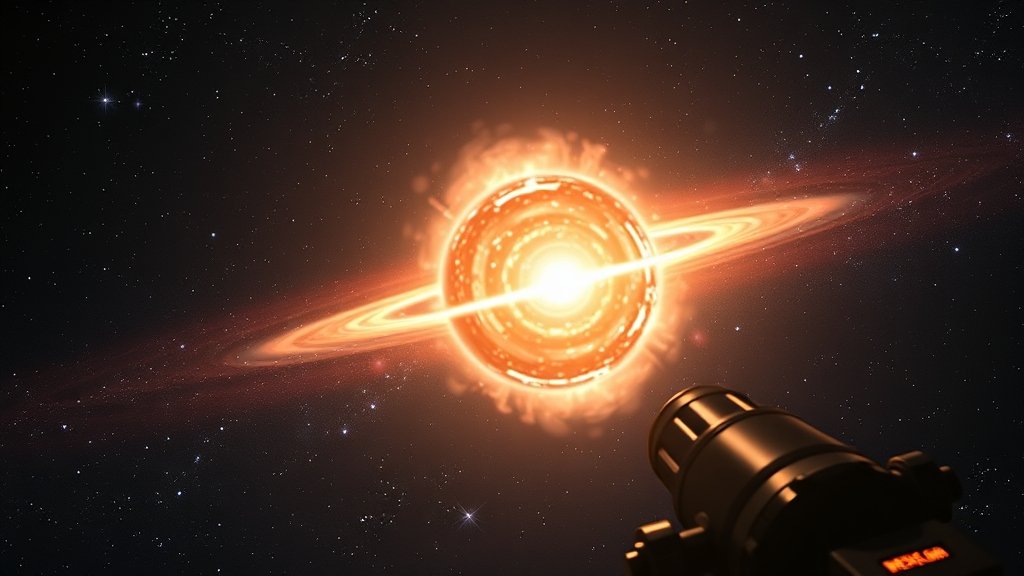 A stunning image of a mysterious, glowing object in the depths of space, with stars and galaxies in the background, and a spaceship or telescope in the foreground, capturing the moment of discovery.