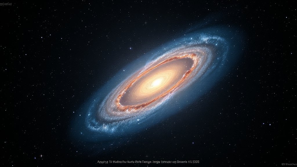 A stunning image of a young galaxy with vibrant stars and gas, surrounded by a vast expanse of space, with a subtle hint of the galaxy's rapid growth and evolution.
