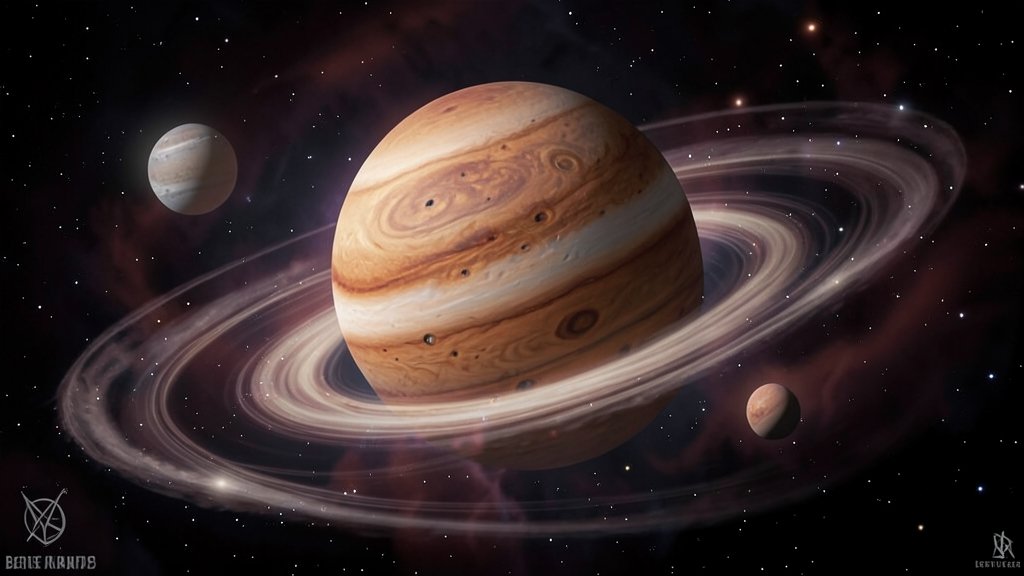 An artist's impression of the Betelgeuse star with its companion star and the wake effect in the atmosphere