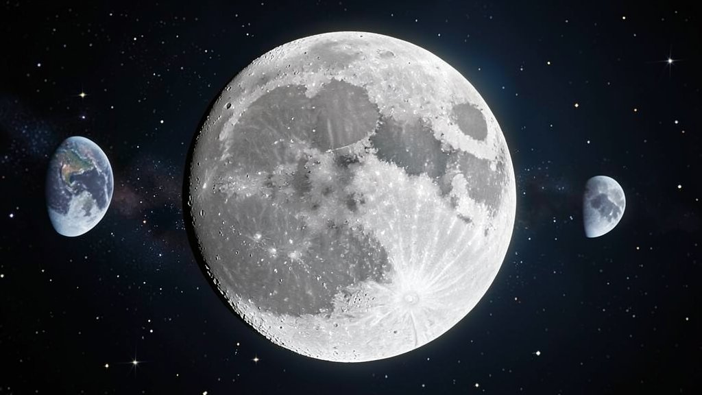A high-resolution image of the Moon in its different phases, with a subtle background of stars and a faint Earth glow, showcasing the lunar cycle's beauty and complexity.
