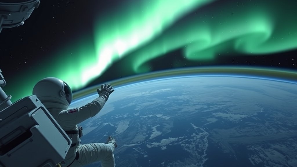 An astronaut on the International Space Station capturing a spectacular orbital video of zodiacal light, auroras, and the Pleiades, with the Earth's curvature in the background.