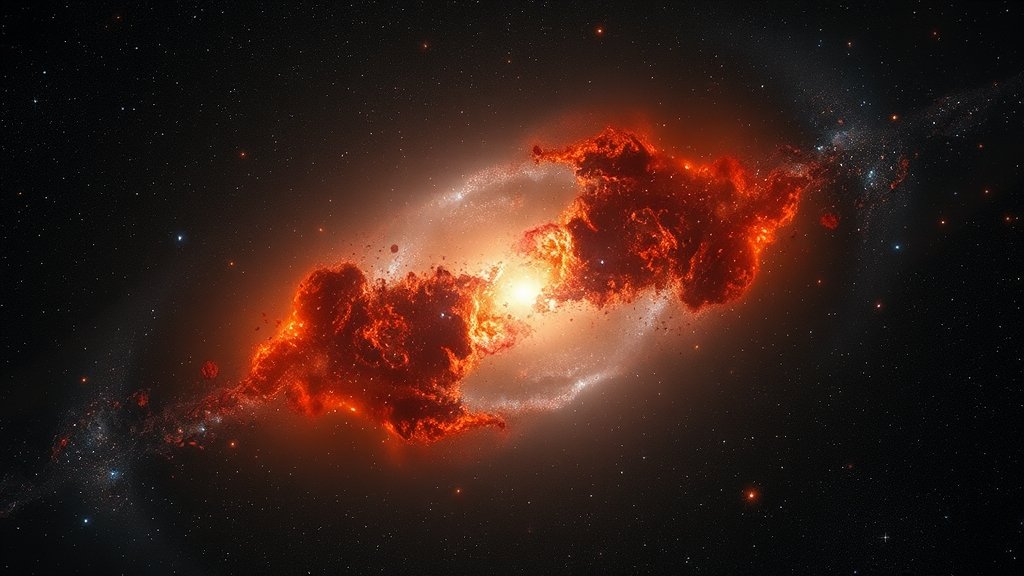 A stunning image of a galaxy cluster with hot intracluster gas at redshift 4.3, with a backdrop of the universe's dawn