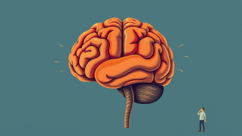 A detailed illustration of the human brain with a brake system, highlighting the areas responsible for motivation and procrastination, with a subtle background of a person struggling to start a task.