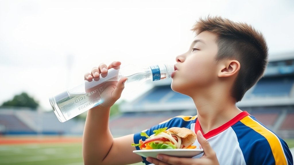 युवा एथलीटों के लिए पानी पीना और स्वस्थ भोजन करना महत्वपूर्ण