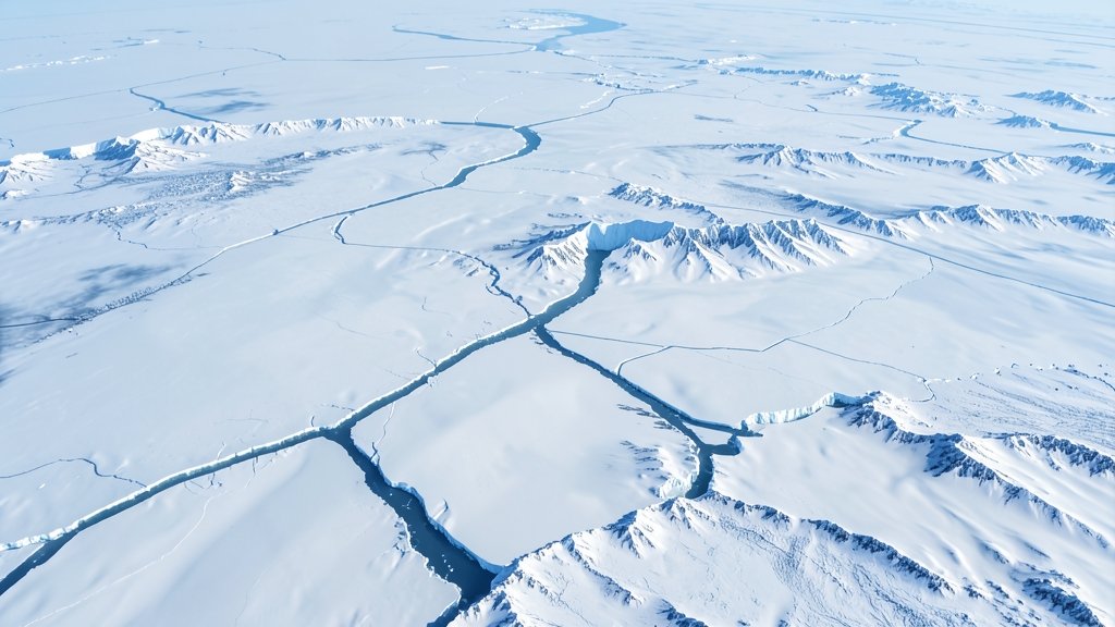 अंटार्कटिका की बर्फीली सतह के नीचे का परिदृश्य