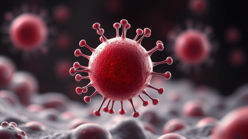 An illustration of a blood cell with albumin protein molecules surrounding it, protecting it from fungal infections