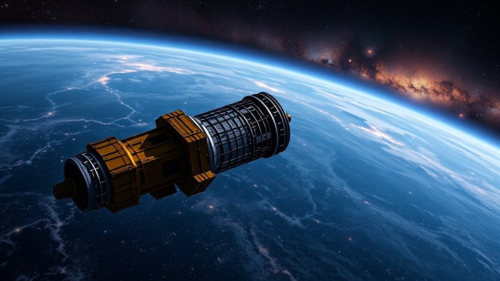 An illustration of the James Webb Telescope in space, with a map of dark matter in the background, showcasing the telescope's ability to map dark matter with unprecedented clarity.