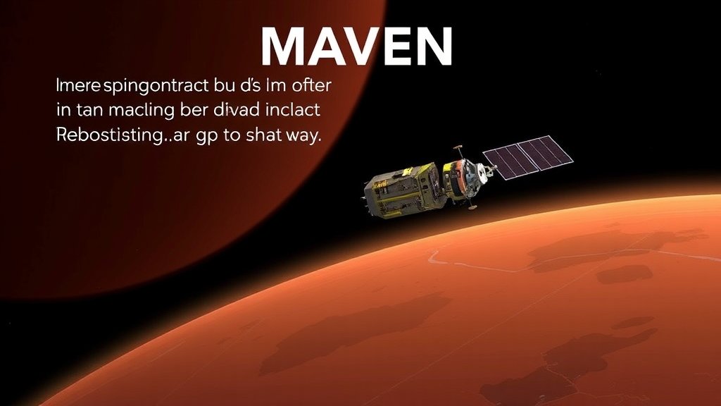 An illustration of the MAVEN spacecraft in orbit around Mars, with a subtle background of the Martian surface and a few stars, emphasizing the spacecraft's isolation and the challenges of reestablishing contact.