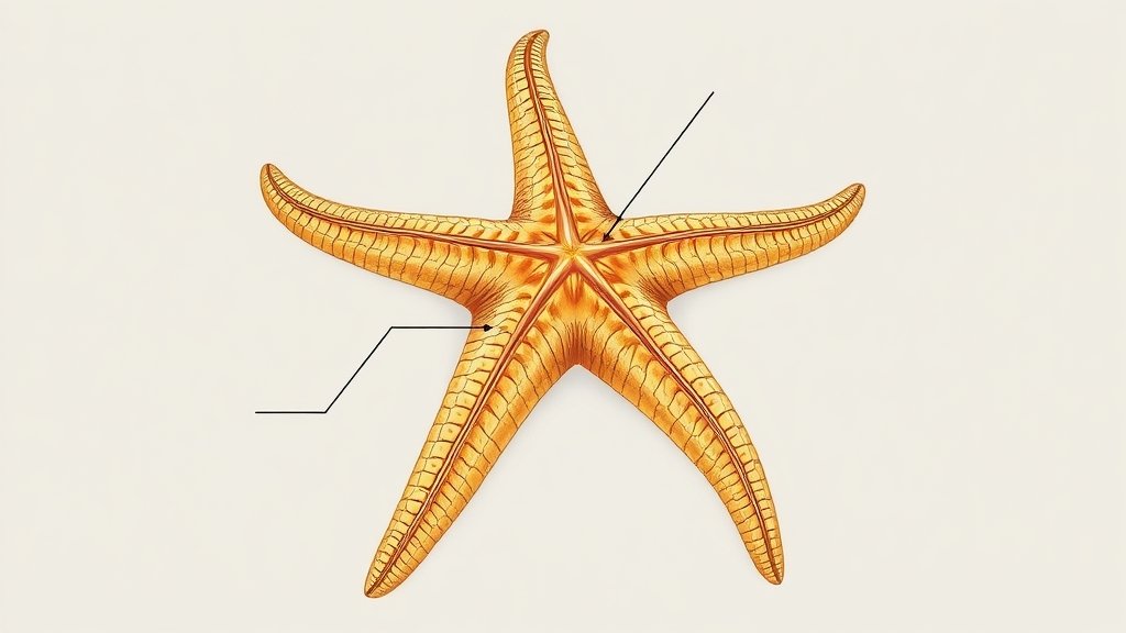 A detailed illustration of a starfish with its tube feet extended, highlighting the complex network of nerves and muscles that control their movement.