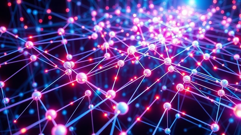 A futuristic illustration of a quantum computer network with optical cavities, representing the potential of a million-qubit quantum computer network