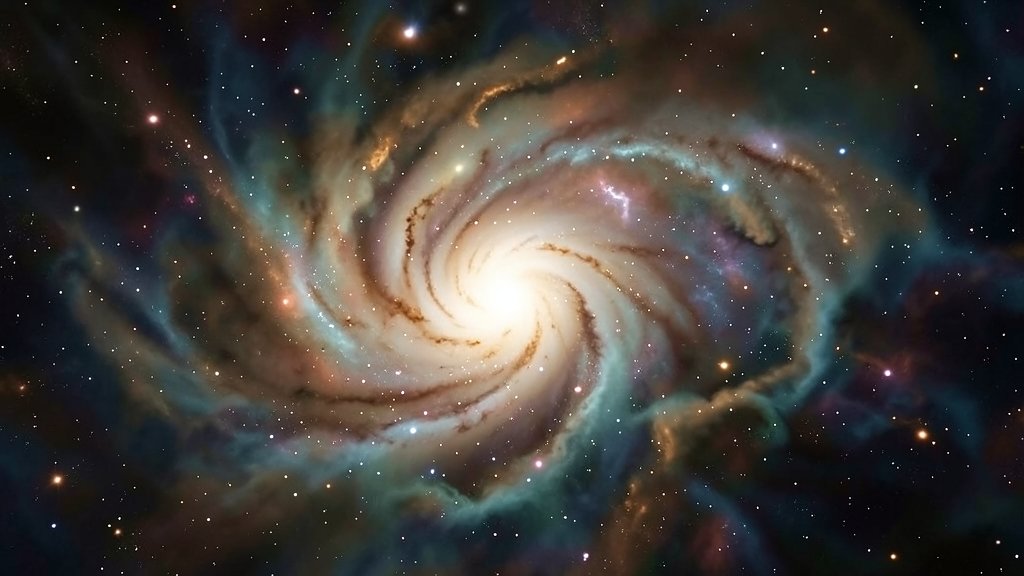An artistic representation of the early universe with swirling clouds of gas and particles, resembling a primordial soup.
