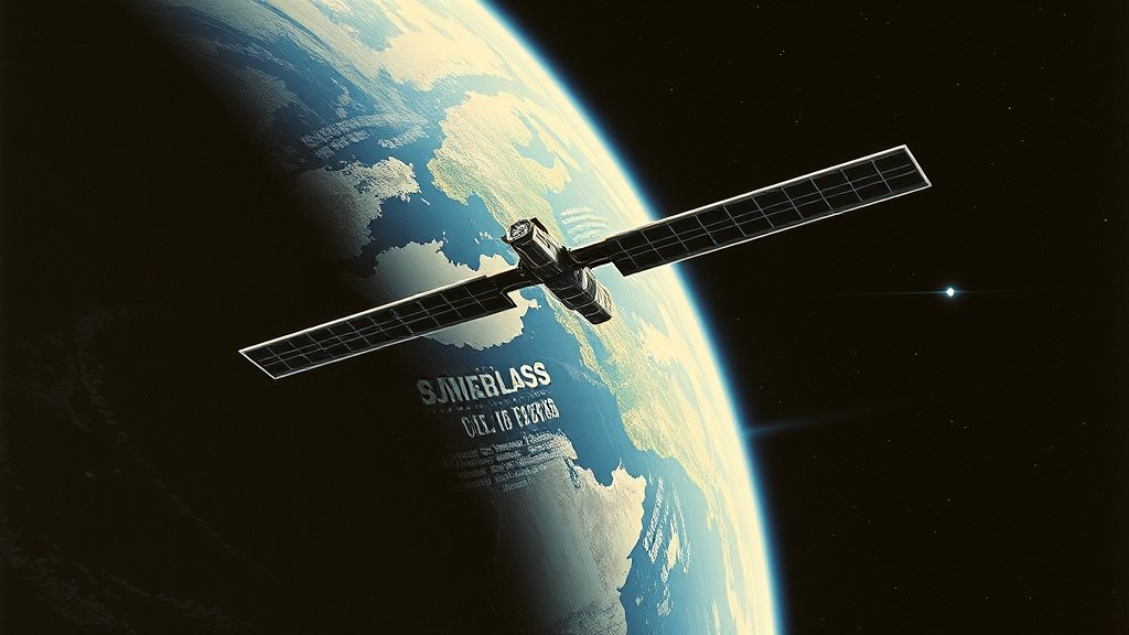 A illustration of a spy satellite in orbit around the Earth, with a subtle background image of the Cold War era, highlighting the secrecy and mystery surrounding the JUMPSEAT program.
