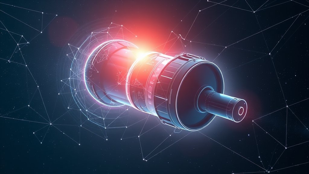 A futuristic illustration of the Hubble Space Telescope with a glow of artificial intelligence surrounding it, as if the AI is scanning the vast space data, with a subtle background of stars and galaxies.