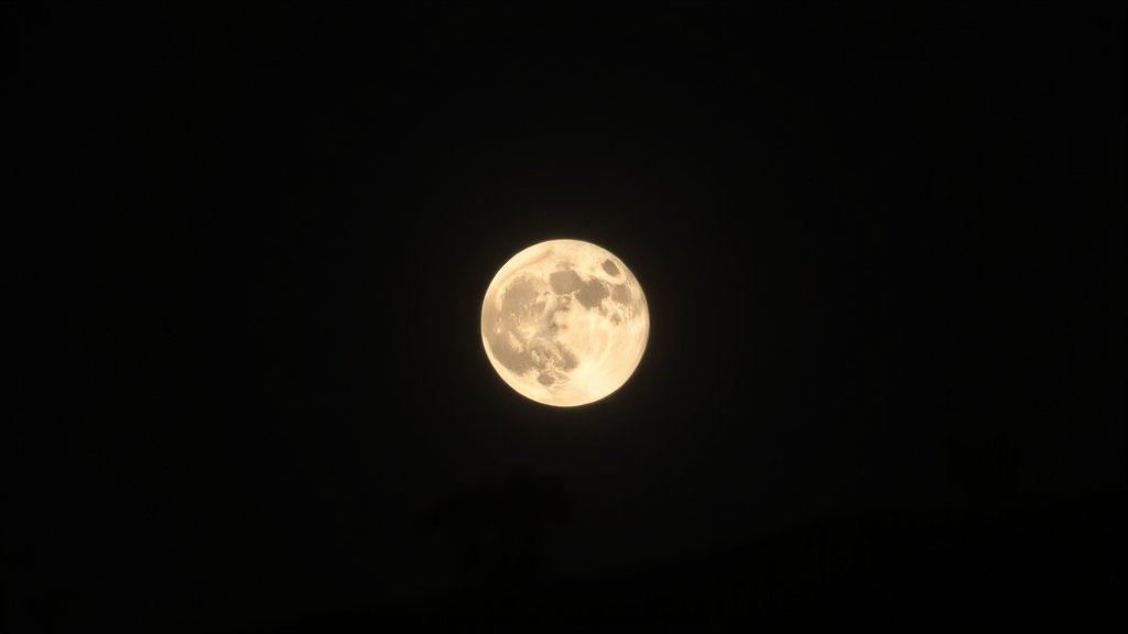 A high-resolution image of the full Snow Moon in the night sky, with a beehive cluster visible in the background, and a few trees or hills in the foreground to provide context and depth.