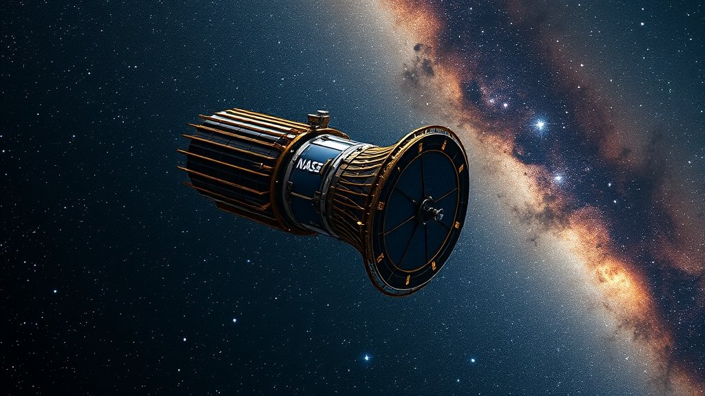A high-resolution image of the James Webb Telescope in space with a backdrop of stars and galaxies, highlighting its advanced technology and capabilities for deep space exploration.